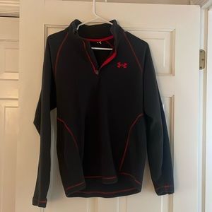 Black under armour fleece quarter zip with red stitching